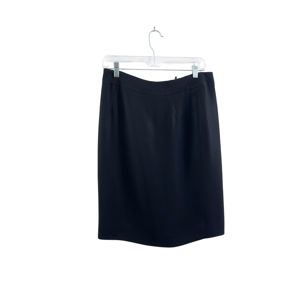 Vintage 90's Giorgio Armani Black Silk Pencil Skirt - Made in Italy - Medium*